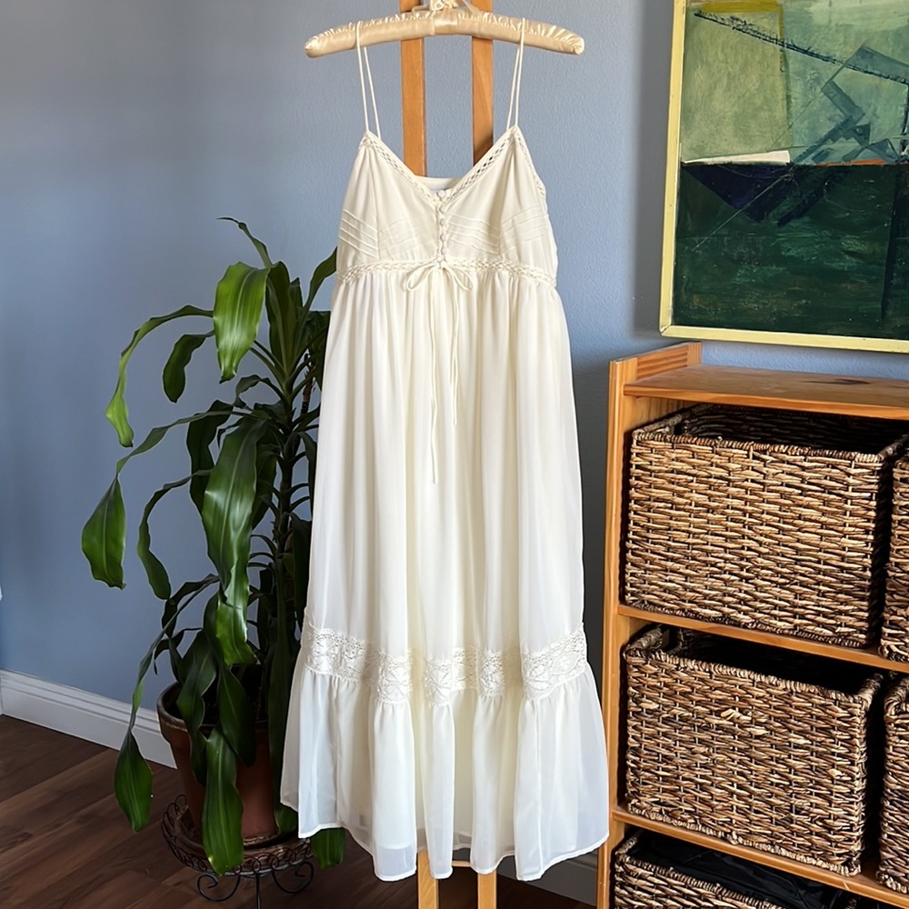 ASOS Maternity Ivory White Lace Insert Romantic Cami Midi Dress